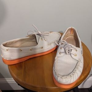 Jcrew Sperry top sider pinstripe mint orange